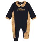 Baby Boys Navy Blue & Beige Geo Map Babygrow Set, 1, hi-res