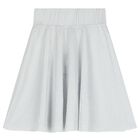 Girls Silver Plissé Skirt, 1, hi-res