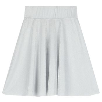 Girls Silver Pliss&eacute; Skirt