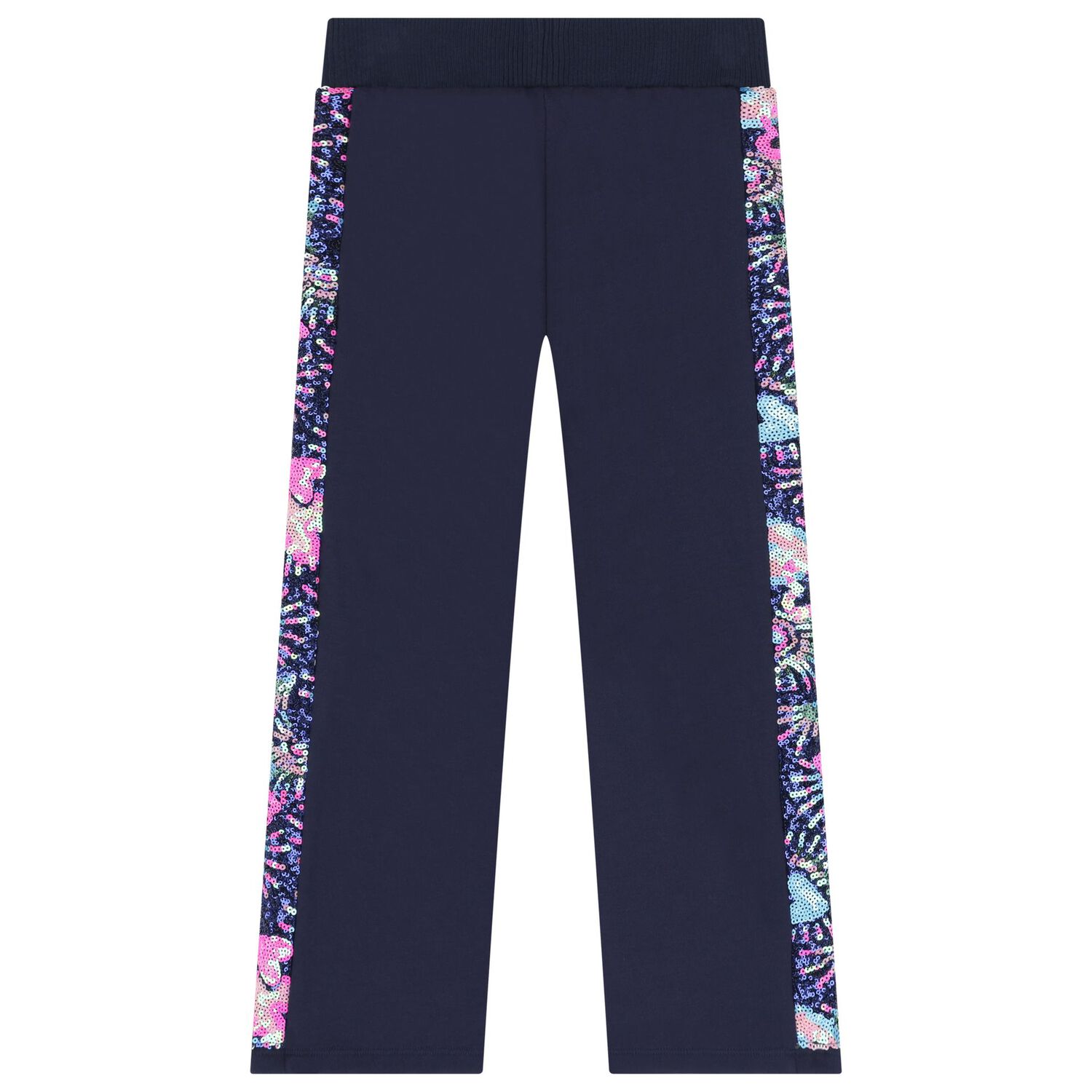 Girls Navy Blue Sequin Joggers, 1, hi-res image number null