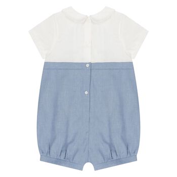 Baby Boys White & Blue Romper