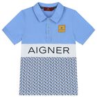 Boys Blue Logo Polo Shirt, 1, hi-res