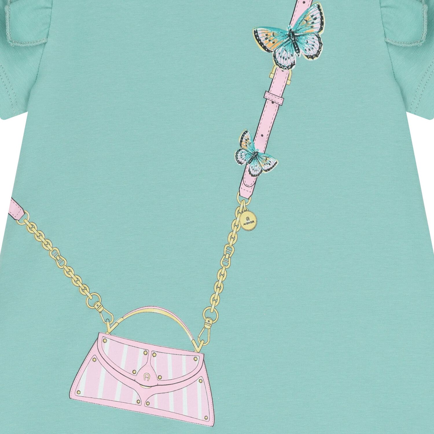 Younger Girls Green Bag Logo Dress, 2, hi-res