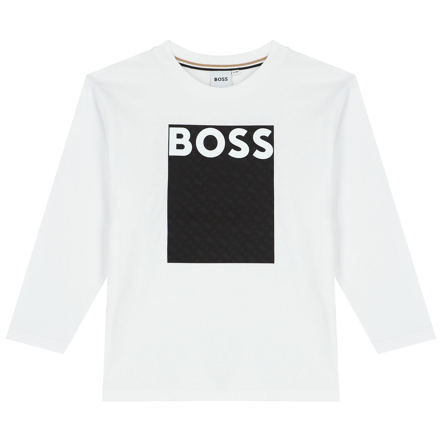 Boys White Logo Long Sleeve Top, 1, hi-res image number null