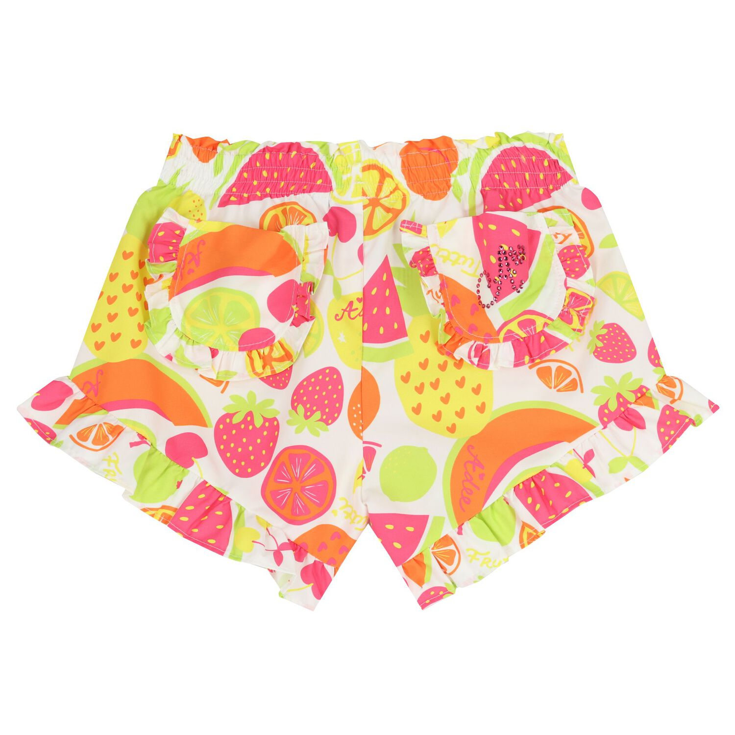  طقم شورت مكشكش للبنات بالشعار باللونين الوردي و الابيض , 1, hi-res