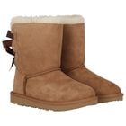 Girls Chestnut Brown Bailey Bow II Suede Boots, 2, hi-res