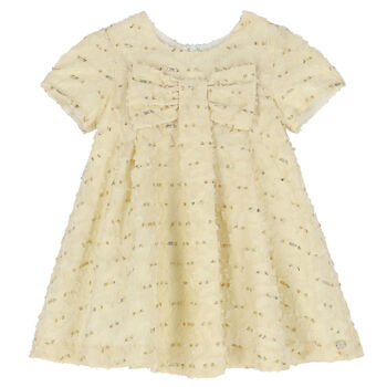 Younger Girls Ivory & Gold Dress