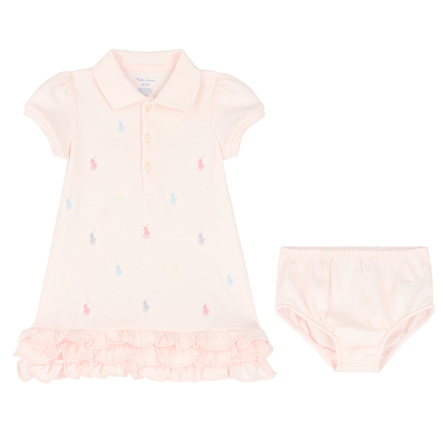 Baby Girls Pink Logo Polo Dress Set, 1, hi-res
