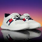 Boys White Logo Trainers, 1, hi-res