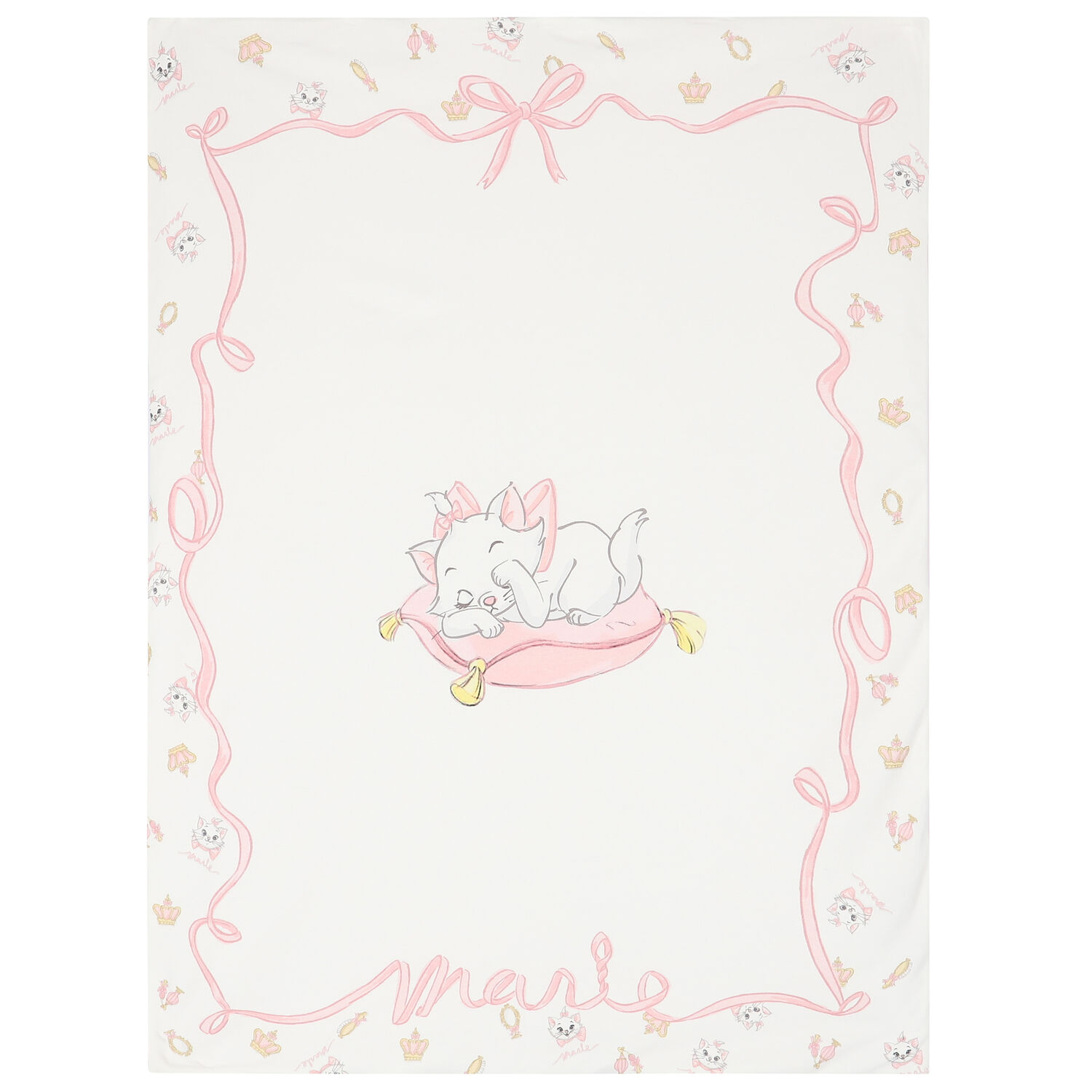 Baby Girls White & Pink Marie Blanket, 1, hi-res image number null