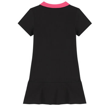 Girls Black Logo Polo Dress