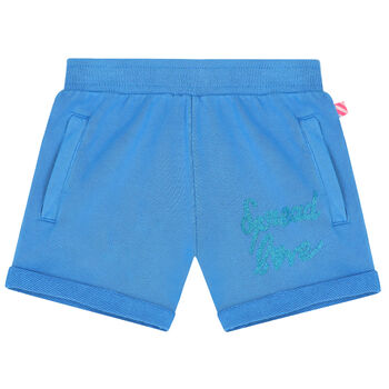 Girls Blue Glitter Shorts