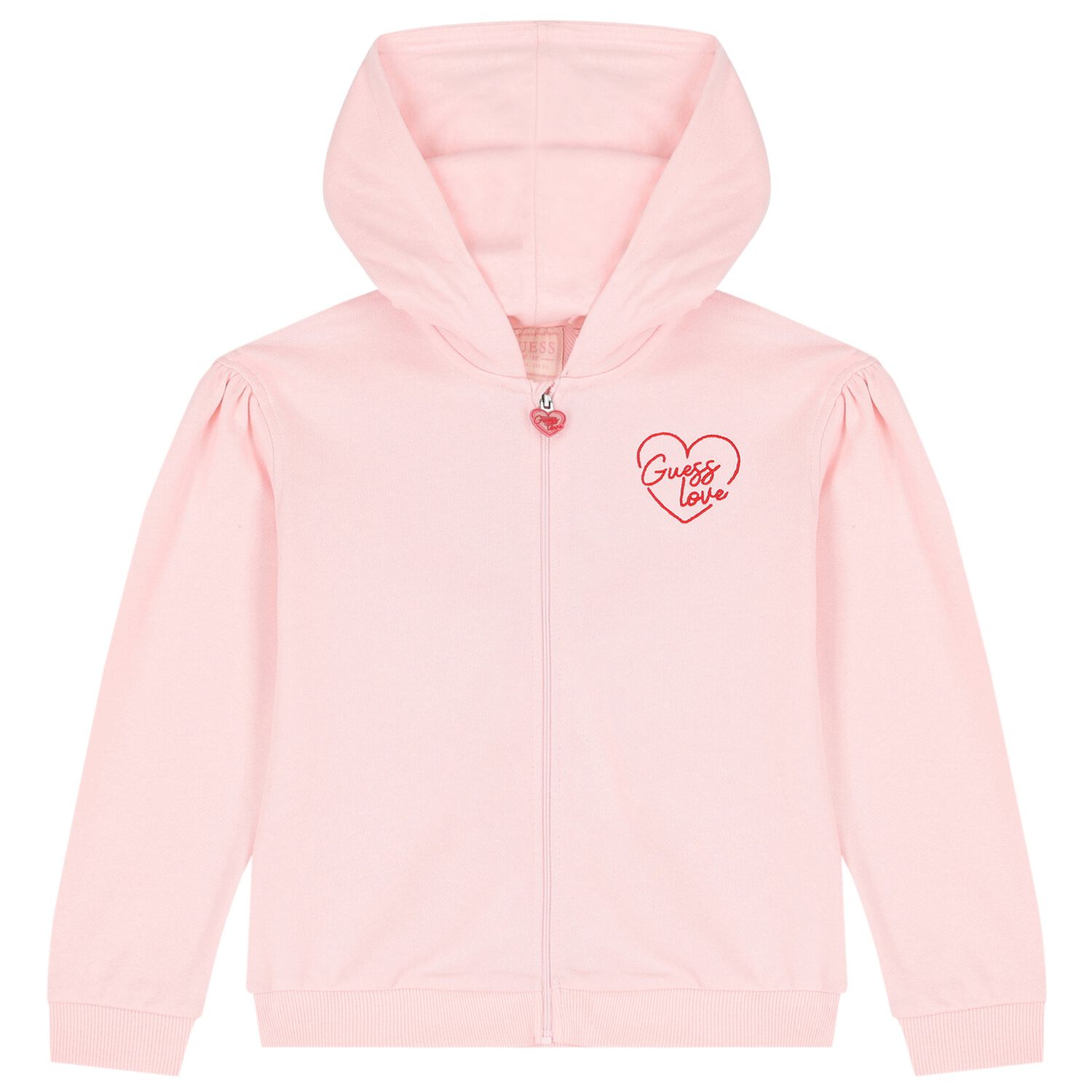 Girls Pink Logo Hooded Zip Up Top, 1, hi-res image number null