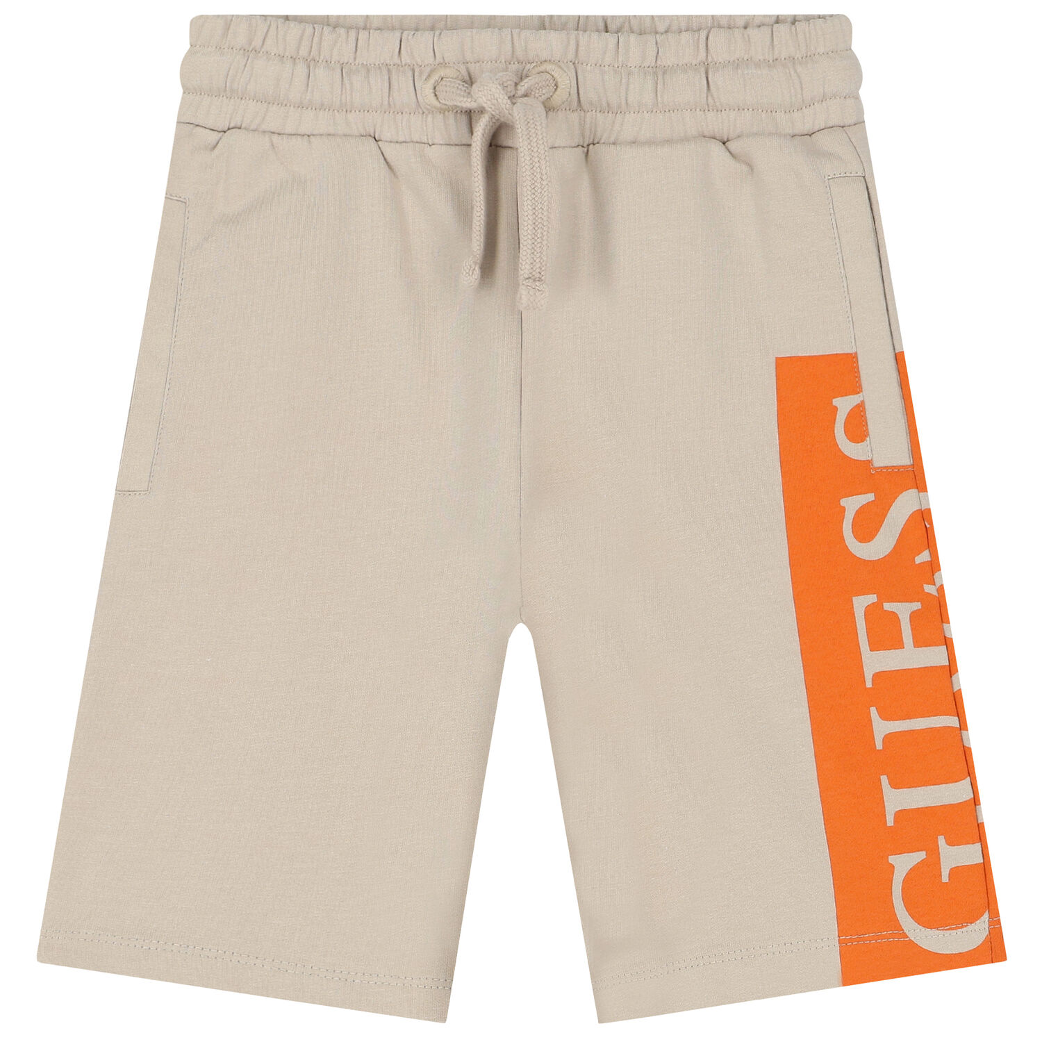 Boys Beige Logo Shorts, 3, hi-res