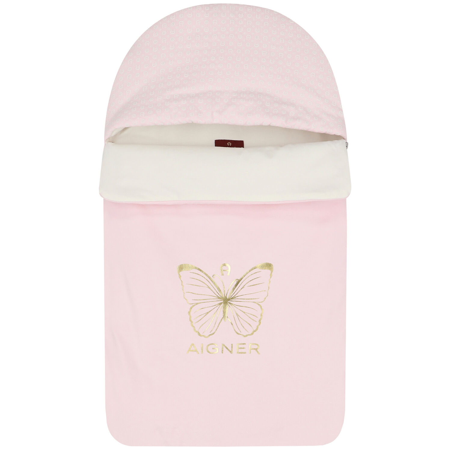 Baby Girls Pink, Ivory & White Pima Cotton Logo Nest, 1, hi-res image number null