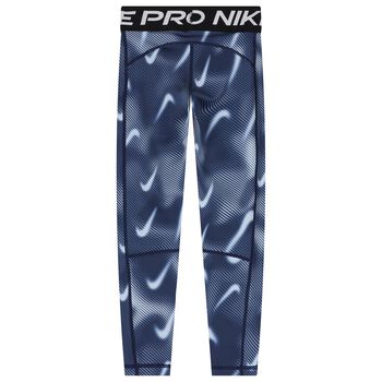 Girls Navy Blue Logo Leggings
