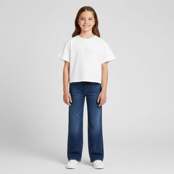 تيشيرت بالشعار باللون العاج للبنات