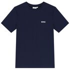 Boys Navy Blue & White Logo T-Shirts ( 2-Pack ), 2, hi-res