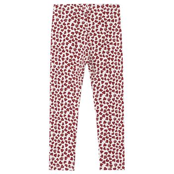 Girls Ivory & Red Heart Leggings