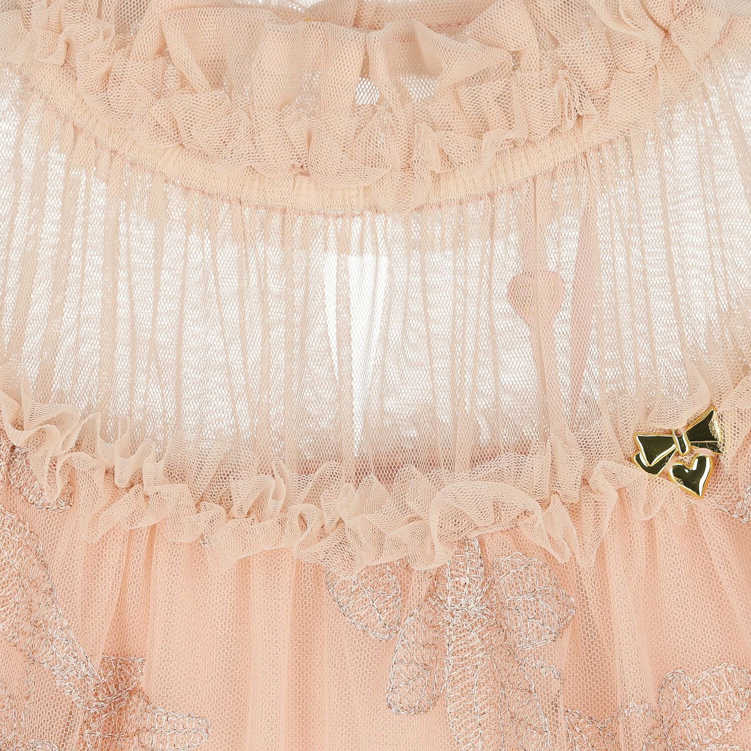 Girls Pink Embroidered Tulle Dress, 2, hi-res