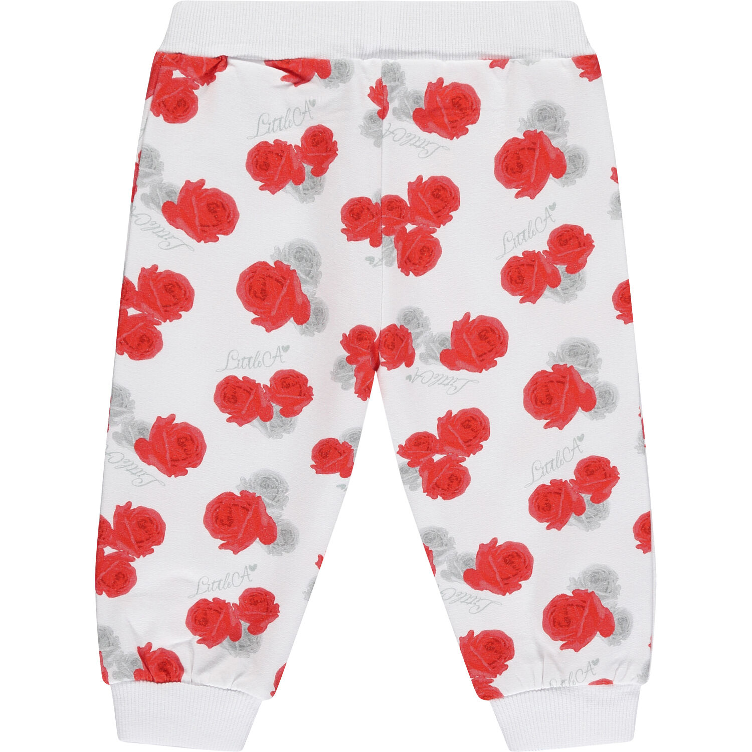 Baby Girls White & Red Roses Tracksuit, 1, hi-res