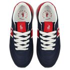 Boys Navy Blue & Red Trainers, 1, hi-res