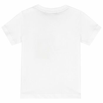 Younger Boys White & Gold Logo T-Shirt