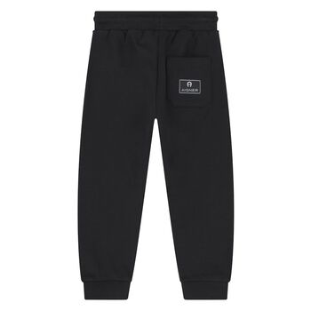 Younger Boys Black Logo Joggers