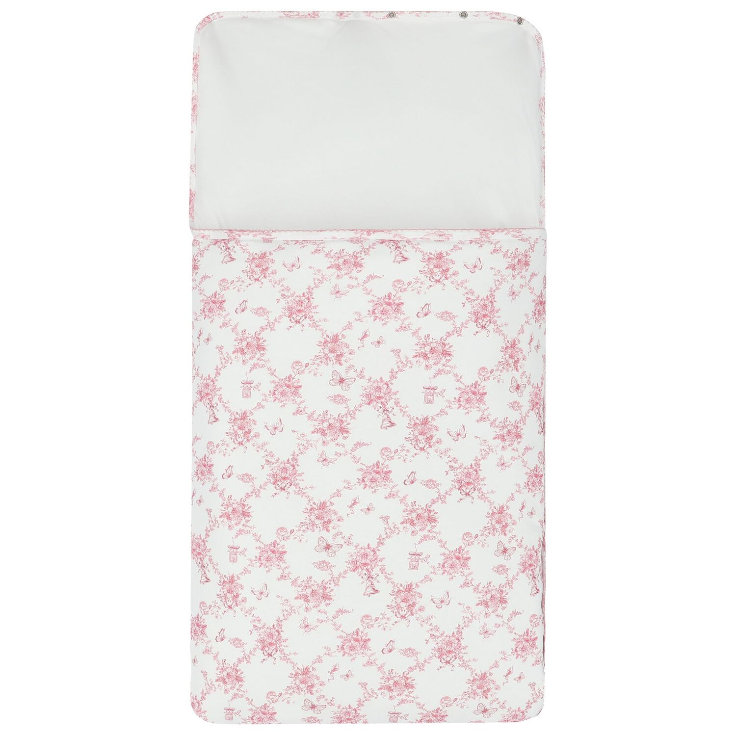 Baby Girls White & Pink Floral & Butterflies Nest, 1, hi-res