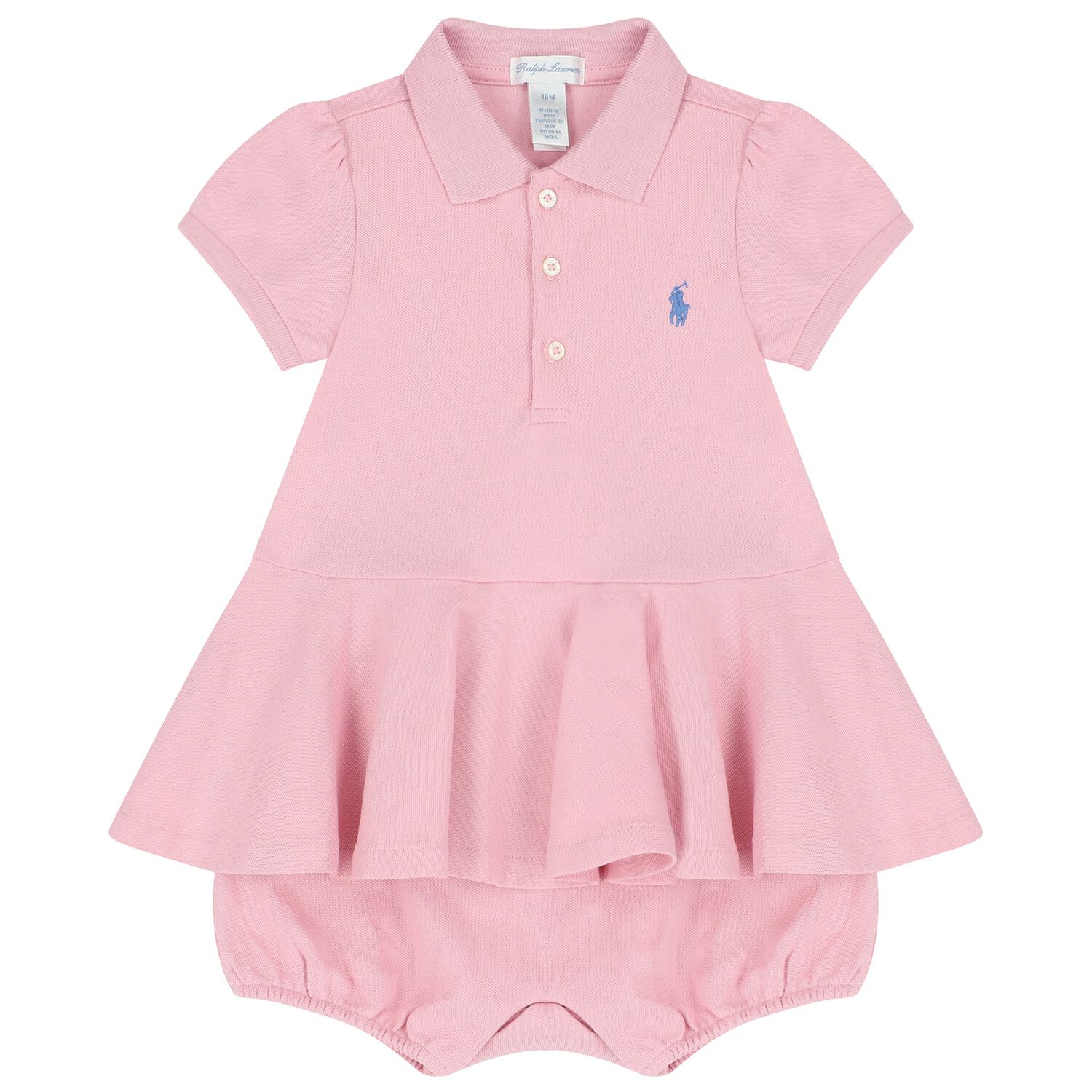 Baby Girls Pink Logo Polo Romper, 3, hi-res