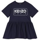 Girls Navy Blue Logo Dress, 2, hi-res