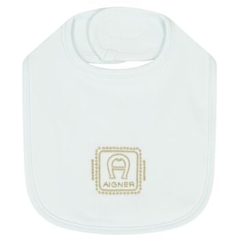 Baby Boys Blue & Gold Logo Bib