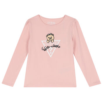 Girls Pink Logo Long Sleeve Top