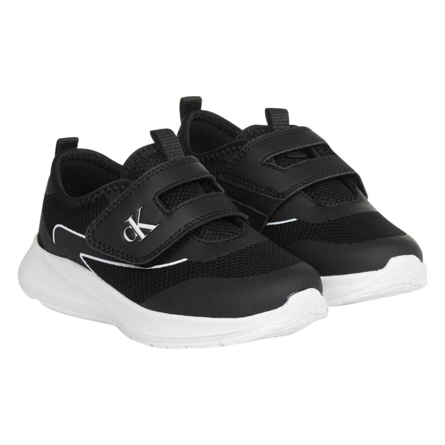 Boys Black & White Logo Trainers, 1, hi-res