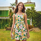 Girls Beige & Green Floral Dress, 1, hi-res