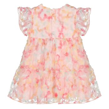 Younger Girls Pink Logo Floral Tulle Dress