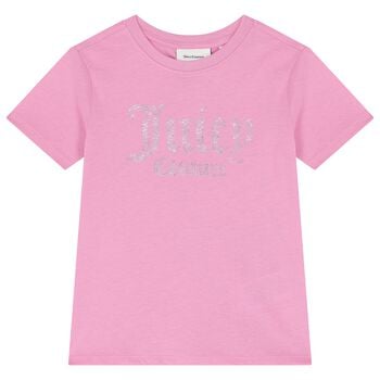 Girls Pink Crystal Embellished Diamant&eacute; Logo T-Shirt