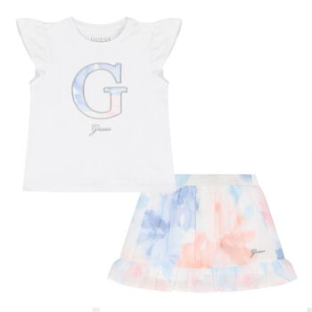 Baby Girls White & Pink Chiffon Skirt Set