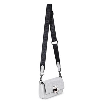 Girls Metallic Silver Ikonik Karl Logo Handbag