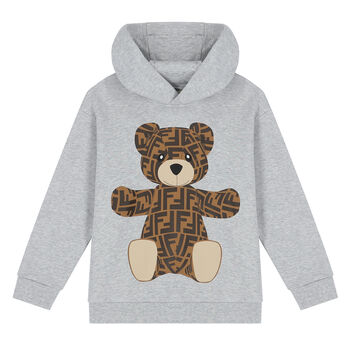 Grey Teddy Logo Hooded Top
