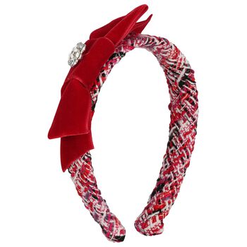 Patachou Girls Red Tweed Bow Headband, 1 Girls Red Tweed Bow Headband