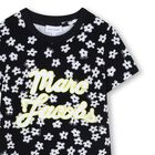 Girls Black Logo Floral Dress, 1, hi-res