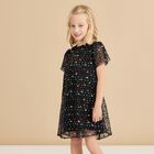 Girls Black Sequin Tulle Dress, 1, hi-res