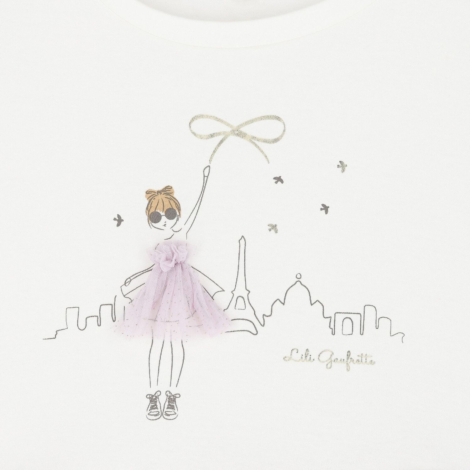Girls White & Purple Logo Tulle Dress, 1, hi-res image number null