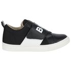 Boys Black Logo Trainers, 1, hi-res
