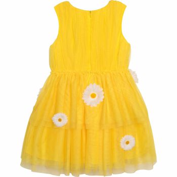 فستان تول ديزي بناتي باللون الاصفر