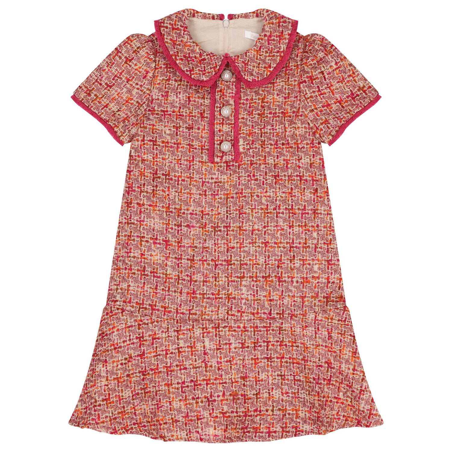 Girls Fuchsia Tweed Dress, 1, hi-res