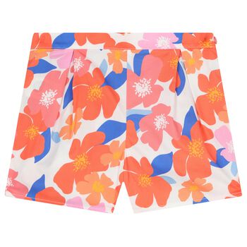 Girls Pink & Orange Floral Shorts
