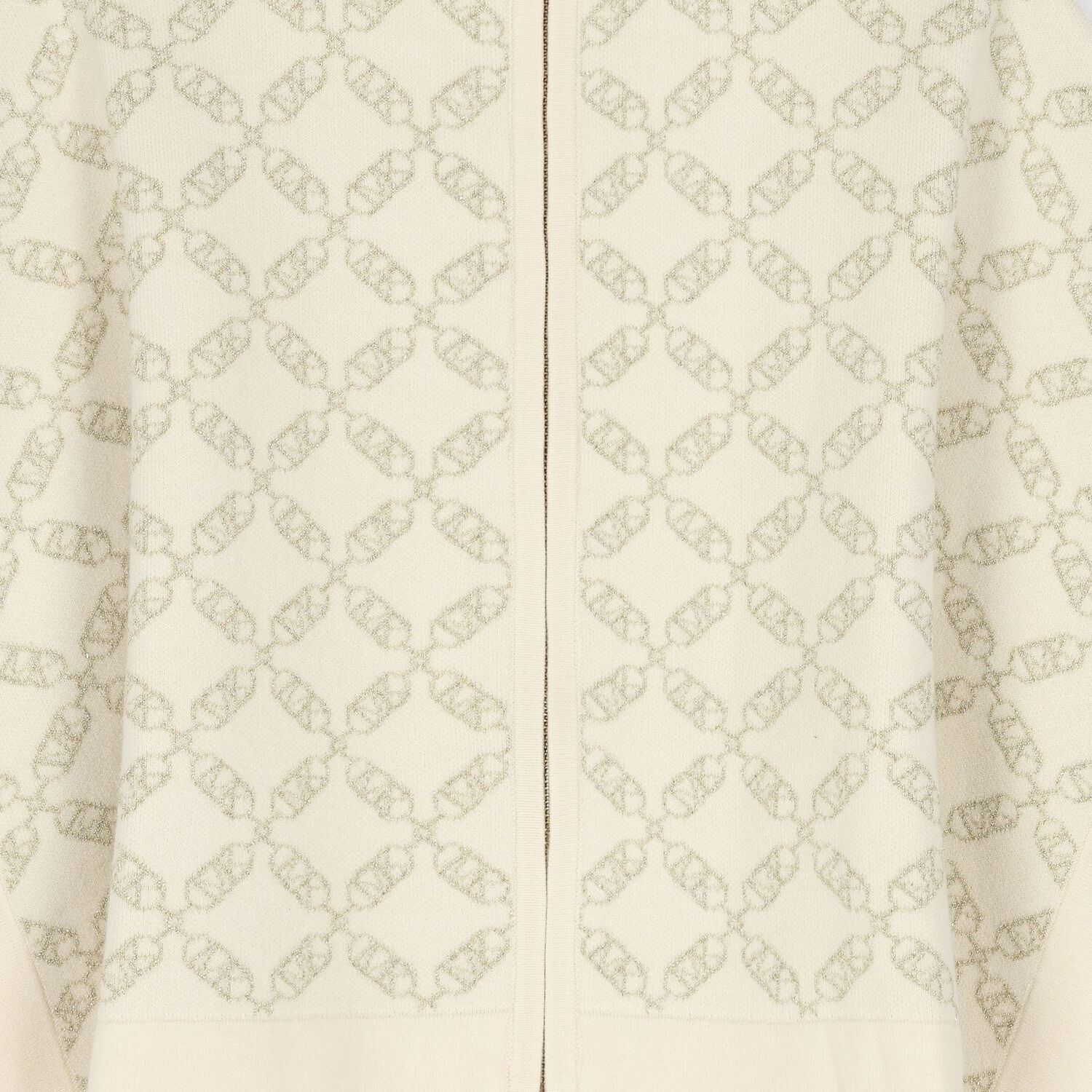 عباءة بنات منسوجة بالشعار باللون العاجي والذهبي , 1, hi-res image number null