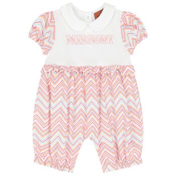 Baby Girls White Logo Romper